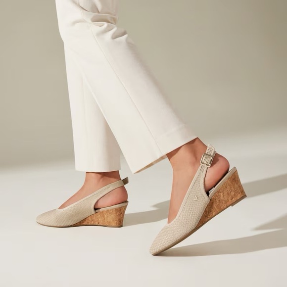 Vivaia Almond Toe Beige Slingback Wedge Tamia in Almond Crochet-Still Full Price - Picture 2 of 16